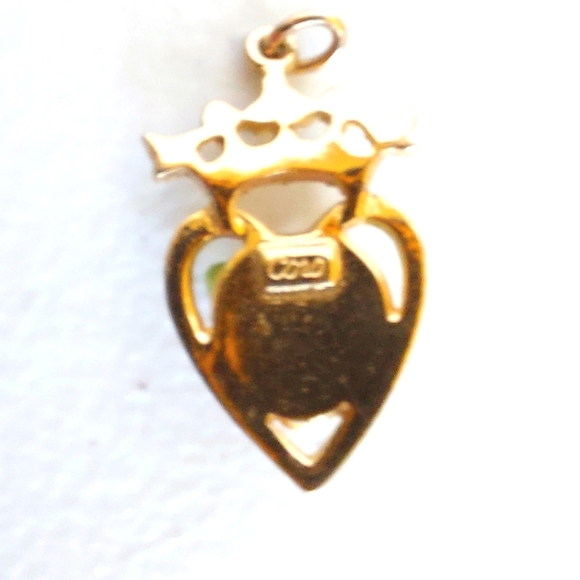 Vtg Coro Pendant Gold Toned W/Pink Enamel Rose W/Faux Pearls & Rhinestones READ - Picture 3 of 5